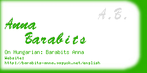 anna barabits business card